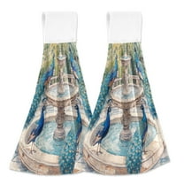 2 Bathroom Towels Kitchen Towels 18.2x14In Velcro Hand Wipes Dish Cloths & Dish Towels Washroom Towels Face Towel Hand Wipes Peacocks