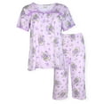 thumbnail image 2 of JEFFRICO Pajamas For Women Capri Set Sleepwear Soft Pajamas Short Sleeve Pajama Sleepshirt With Capri Pants, 2 of 6