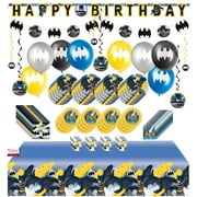 Batman Jumbo Deluxe - Premium Birthday Party Supplies Pack for 16 Guests (Plus Party Planning Checklist by Mikes Super Store)