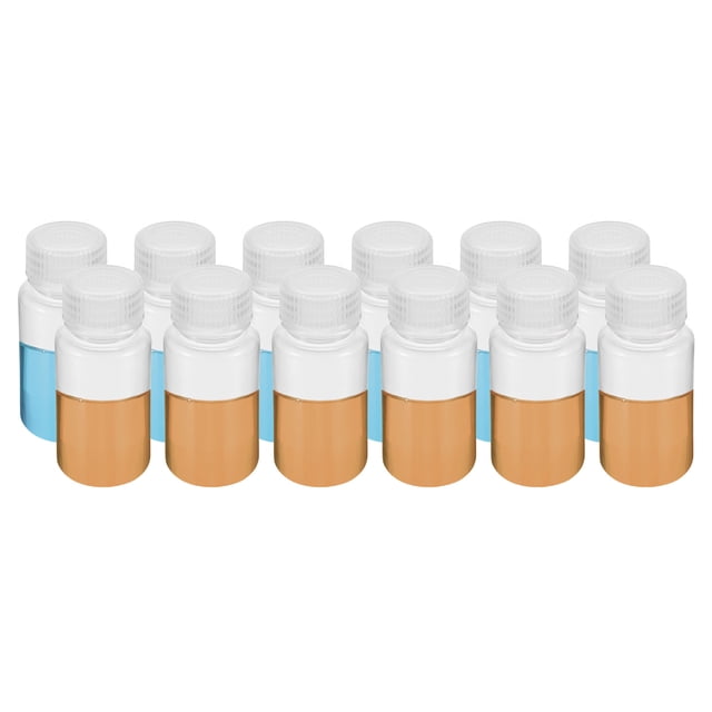 Unique Bargains 12 Pcs Bouteilles de Réactif 60ml, Bouteilles Rondes à Large Ouverture avec Bouchon à Vis Transparent