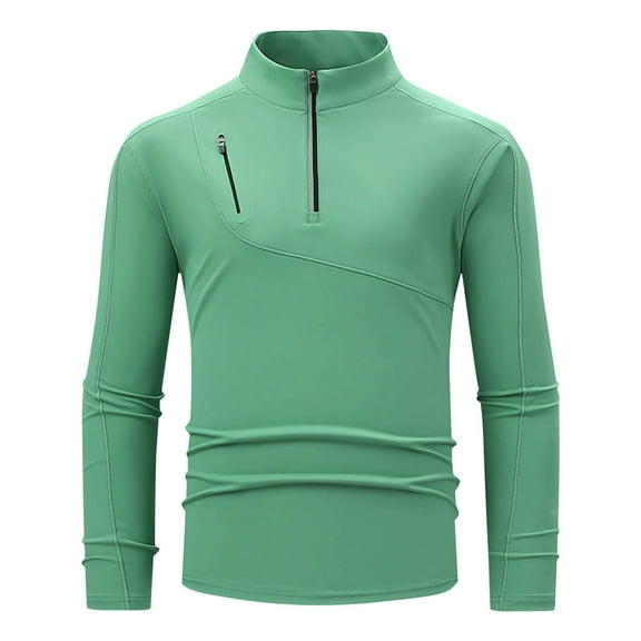 Mens Shirts Under $10 Men's Long Sleeve Athletic Shirts 1/4 Pullover Zip Stand-up Fall Winter Lightweight Soft Outdoor Running T-Shirts