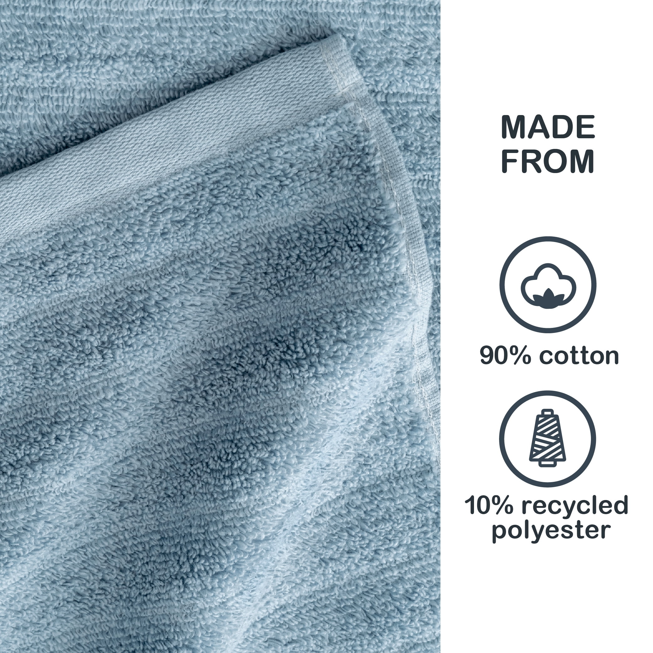 Mainstays Performance Cotton Bath Towel, Super Soft Quick Dry Fade Resistant, Textured Blue