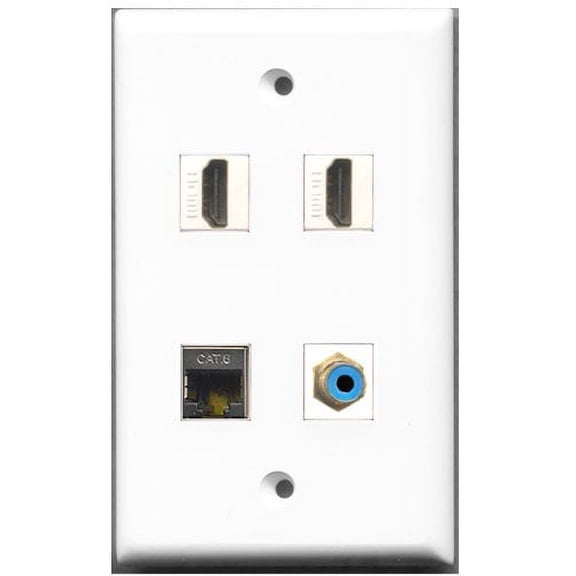 RiteAV - 2 Port HDMI 1 Port RCA Blue 1 Port Shielded Cat6 Ethernet Wall Plate