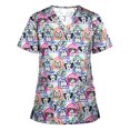 thumbnail image 1 of Snoarin Été Grande Taille Hauts à Manches Courtes pour Femmes Mode Hauts à Manches Courtes Col Uniforme de Travail Blouse Chemise Uniformes de Travail pour Femmes en Liquidation, 1 of 3