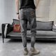 thumbnail image 5 of Pantalones vaqueros elásticos negros para hombre con bolsillos, pantalones vaqueros ajustados de diseño urbano, pantalones de nailon de alta calidad, baratos, 5 of 5
