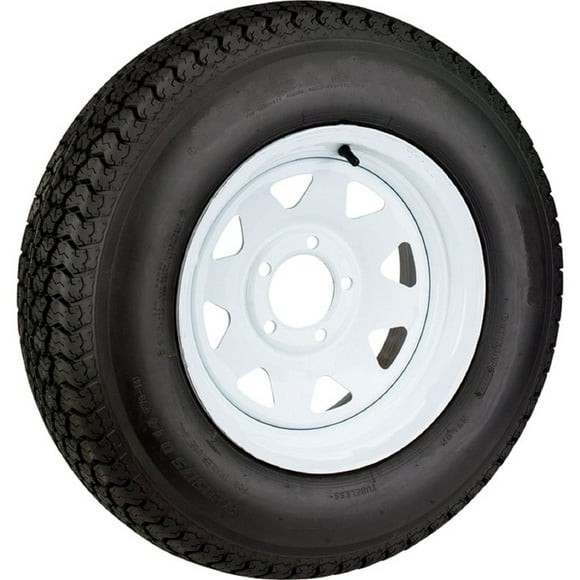 eCustomrim Pneu de Remorque Radial sur Jante Blanche ST215/75R14 Indice de Charge C Roue à Rayons 5 Trous - Garantie de 6 Ans avec Bord de Route Gratuit