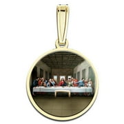 the Last Supper Religious Medal Color - 3/4 in Size of a Nickel in Solid 14K Yellow Gold