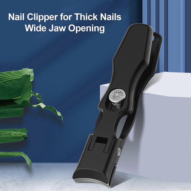 Anti-splash large mouth nail clippers professional stainless steel manicure pliers 13mm large jaws black 2-piece set