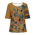 thumbnail image 4 of Wancir Summer Tops for Women 2025 Casual Short Sleeve Pullover Tunic T Shirts Ethnic Floral Print Button Spring Blouses, 4 of 5