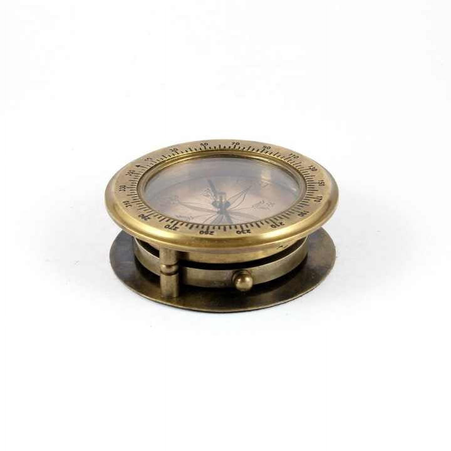 Antique Brass Magnetic Compass with Magnifying Glass Leather Case Magnetic Finish-Durable Metal Tool