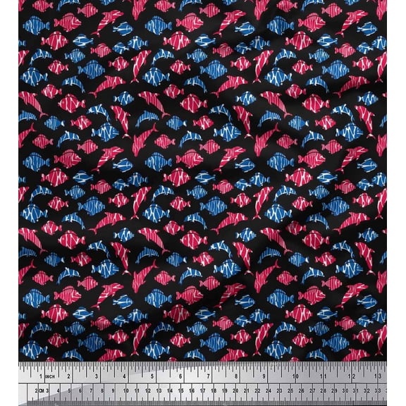 Soimoi Cotton Duck Fabric Fish Shirting Printed Craft Fabric by The Yard 42 Inch Wide