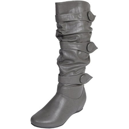 Brinley Co. - Women's Button Trim Slouchy Boots