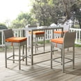 thumbnail image 2 of Contemporary Modern Urban Designer Outdoor Patio Balcony Garden Furniture Bar Side Stool Chair, Set of Four, Fabric Rattan Wicker, Orange, 2 of 5