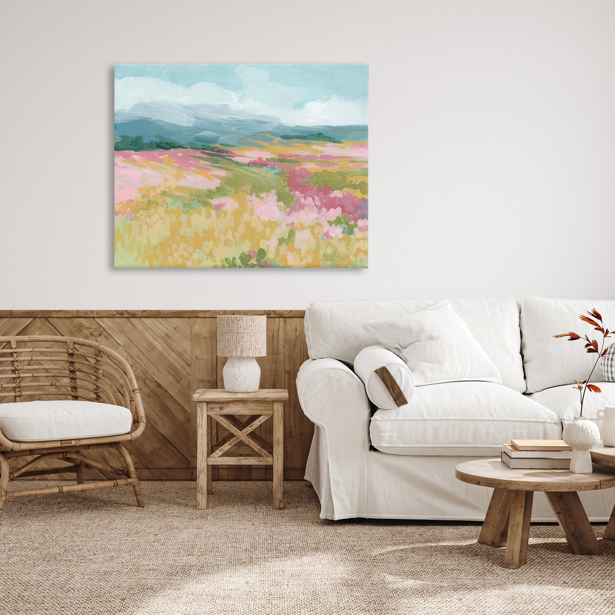 Stupell Industries Abstract Meadow Flowers Landscape Painting Gallery Wrapped Canvas Art Print Wall Art, 48 x 36