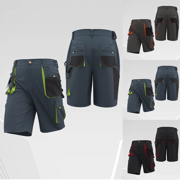 Mifsaly Men Work Cargo Shorts with Multi Reinforced Pockets Adjustable Waistband Color Block Summer Construction Outdoor Short Pants