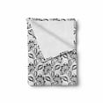 thumbnail image 2 of Black and White Soft Flannel Fleece Blanket, Monochrome Floral Composition in Hand-drawn Style with Curly Details, Cozy Plush for Indoor and Outdoor Use, 50" x 60", Black and White, by Ambesonne, 2 of 6