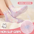thumbnail image 3 of 12 Pairs Baby Girls Grips Socks Kids Toddlers Infants Anti Slip Non Skid Funny Cartoon Crew Breathable Cotton Socks, 3 of 6