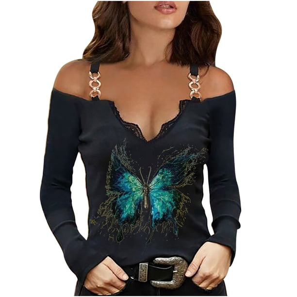 Blusa suelta de manga larga con cuello en V y cremallera para mujer Fridja hj4544