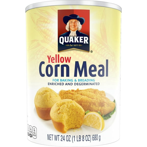 Quaker Yellow Enriched and Degerminated Corn Meal Canister, 24 oz, Pack of 2