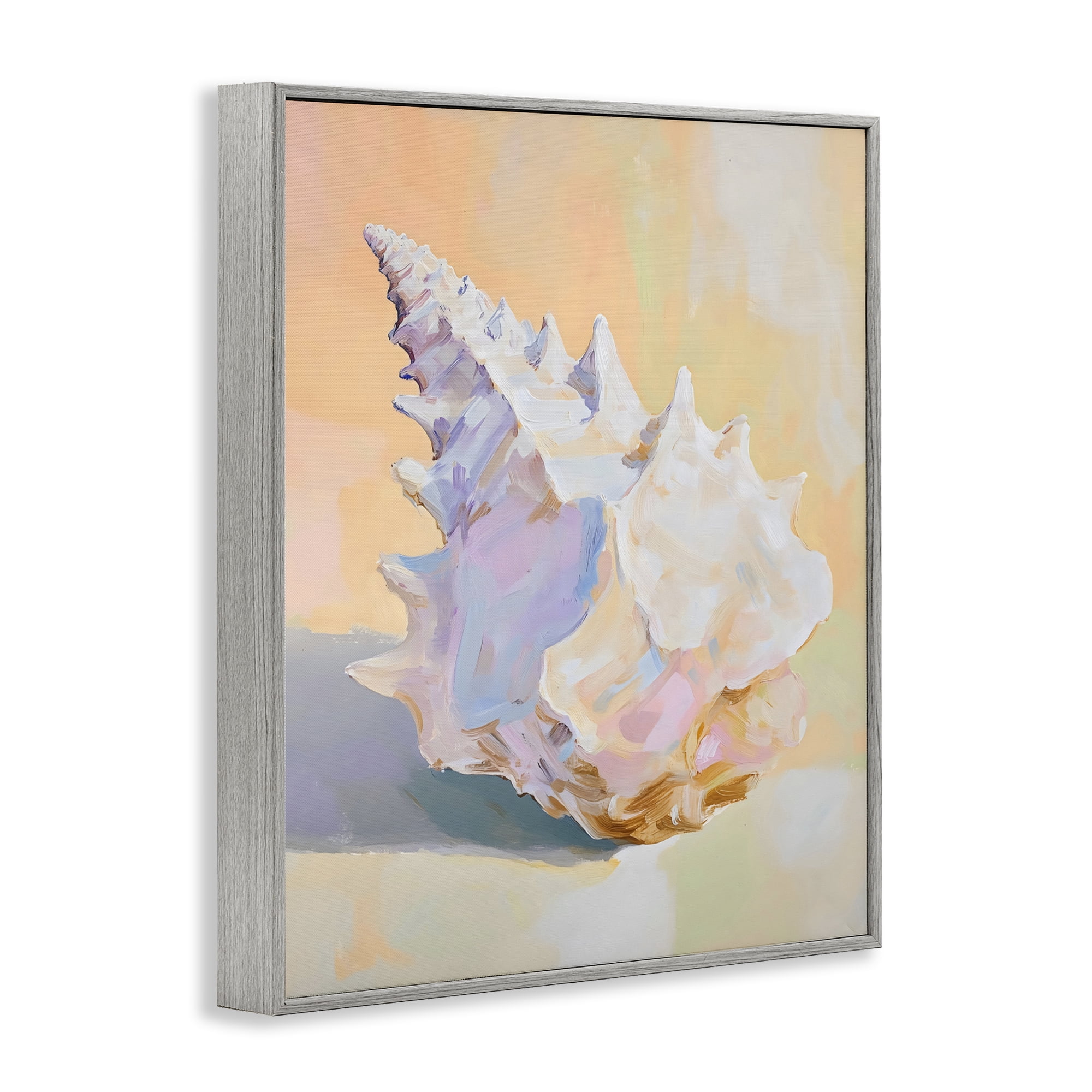 Stupell Industries Vintage Shell in Pastel Light Gray Framed Giclee Art, design by The Prints Vibe