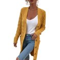 thumbnail image 1 of Cárdigan Largo De Punto De Gran Tamaño Para Mujer, Manga Larga, Bolsillo Amarillo XL Yuyangstore Chaqueta de punto, 1 of 7
