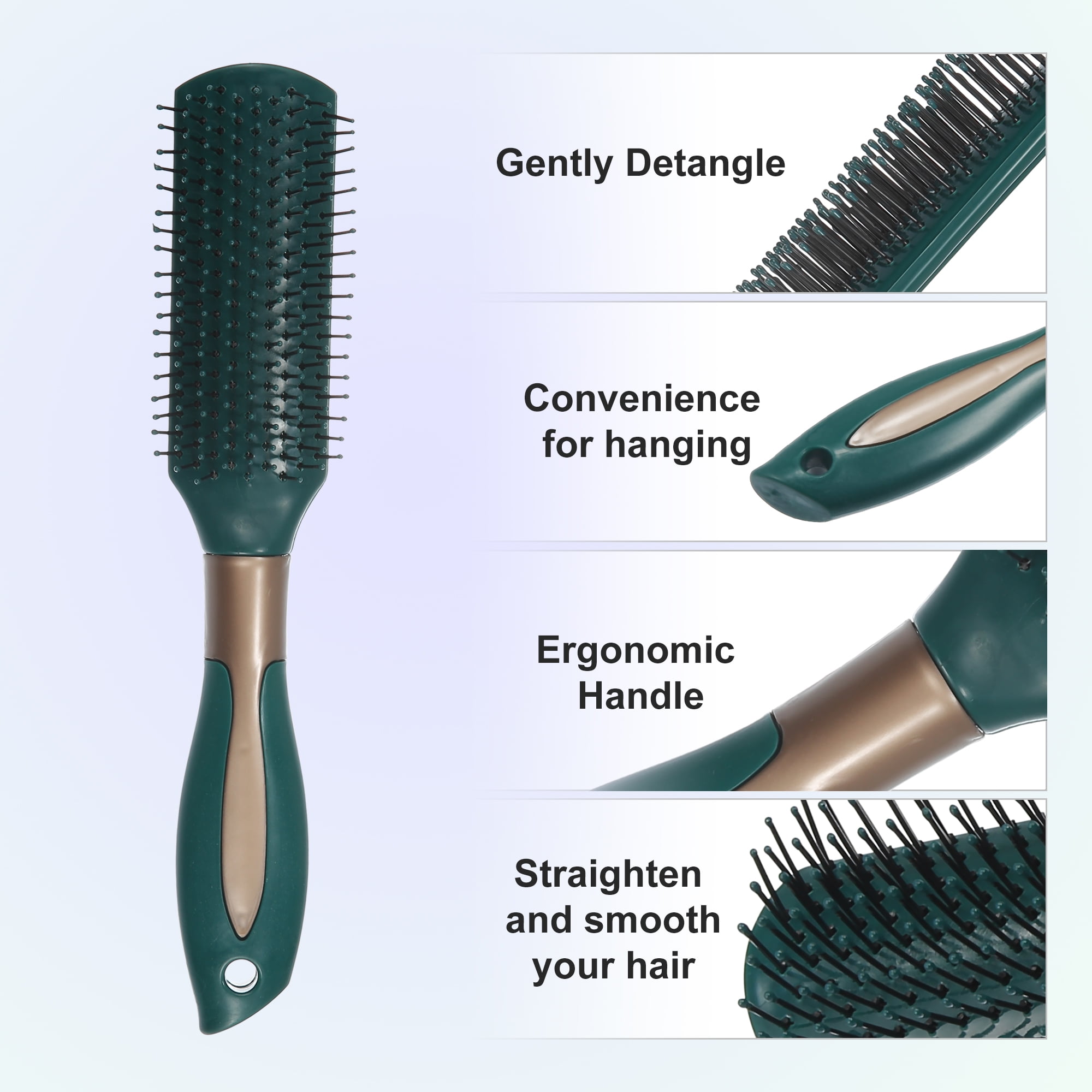 Unique Bargains Plastic Hair Brush for Straight Curly Hair 1 Pc Dark Green