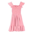 thumbnail image 3 of Girls' Summer Sleeveless Smocked Dress Square Neck Ruffle Hem Casual Sundress Pink 130, 3 of 4