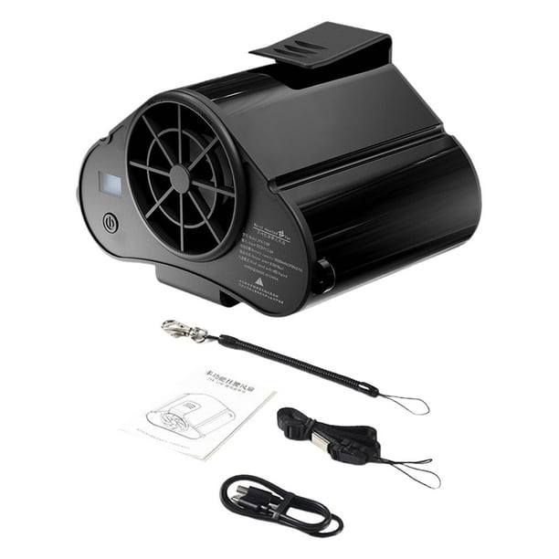 Ventilador de cintura colgante de 4 velocidades, portátil, para acampar, viajar y al aire libre. Negro