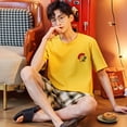 thumbnail image 5 of Cartoon Mens Nightwear Summer Comfortable Sleepwear Sleeping Tops Shorts 2 Pieces Pijamas Set Man Leisure Homewear Male Dropship, 5 of 7