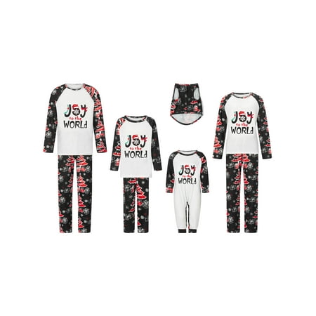

Thaisu Parent-Child Matching Christmas Pajamas Set Women Baby Kids Letter Sleepwear Nightwear