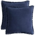 thumbnail image 1 of Juego de 2 Fundas de Almohada Lumbares de Lino Bohemio con Flecos para Decoración de Sofá y Sofá de 18 18 Pulgadas, Azul, 1 of 7