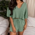 thumbnail image 2 of MuXiKeJi Clothes Two Piece Outfits for Women Lounge Sets Button Down Top and Shorts Set Sweatsuits with Pockets, 2 of 8