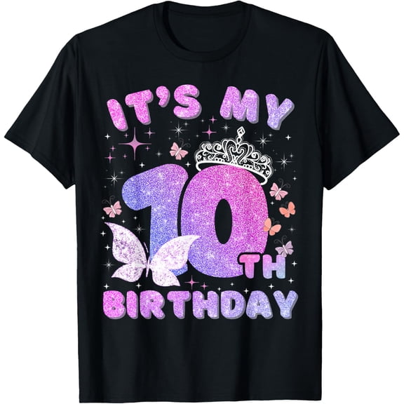 10 Years Princess Butterfly Its My 10th Birthday T-Shirt tee