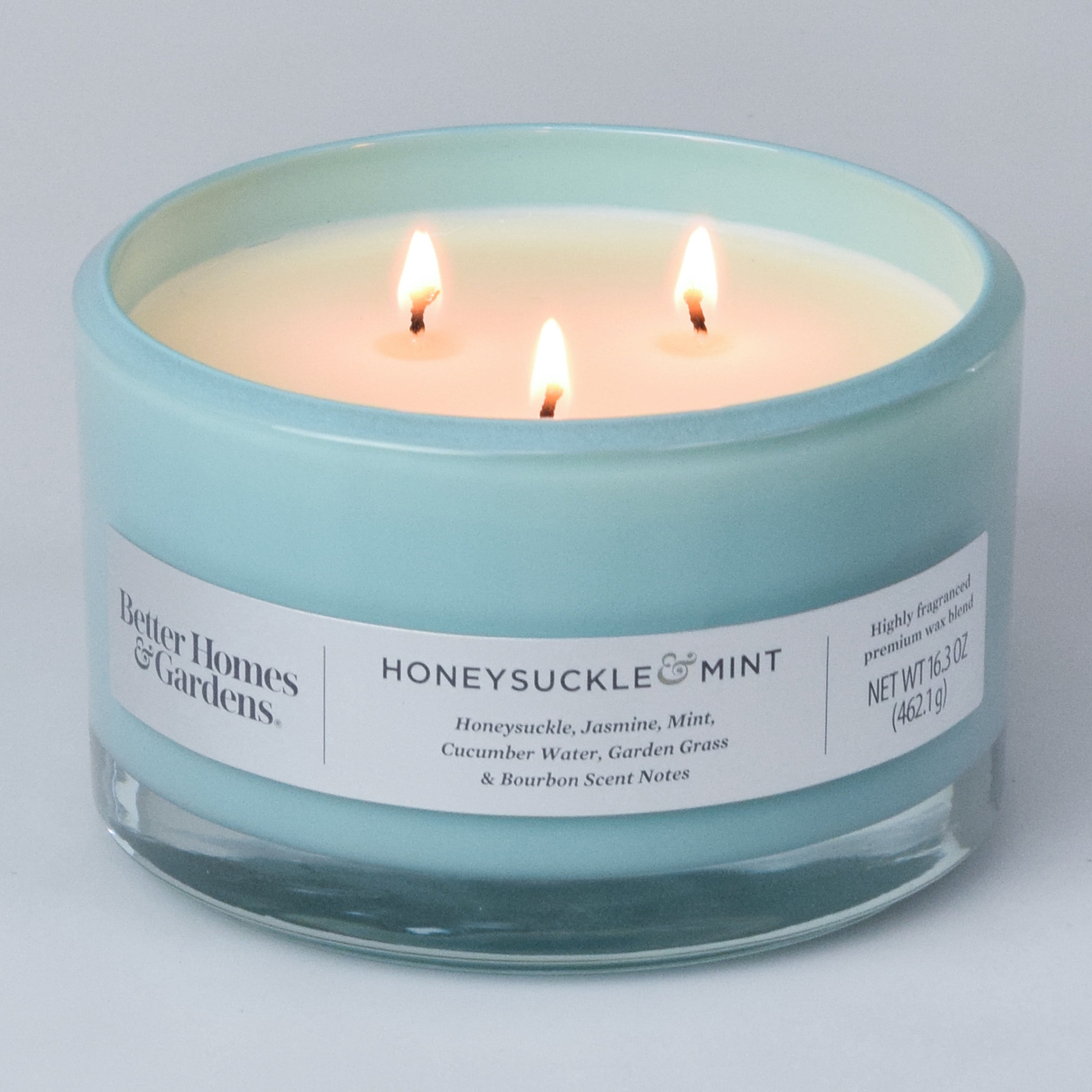 Better Homes & Gardens 16oz Honeysuckle & Mint Scented 3-Wick Dish Candle