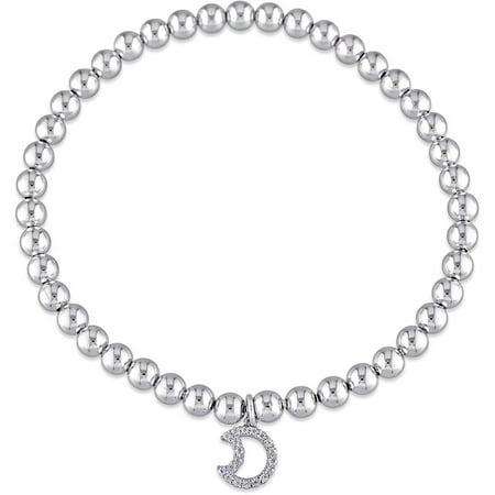 1/4 Carat T.G.W. Sterling Silver Crescent Charm Bracelet, 6.75