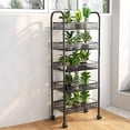 thumbnail image 4 of 5 Tier Kitchen Cart with Storage & Lockable Wheels, Metal Rolling Cart, Rolling Utility Cart Storage for Makeups Fruits Vegetables Snacks, for Living Room Home Office, Black, 4 of 9