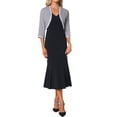 thumbnail image 2 of INSPIRE CHIC Women's Evening Shrug Sequin Trim 3/4 Sleeve Open Front Cropped Chiffon Cardigan Gray L, 2 of 6