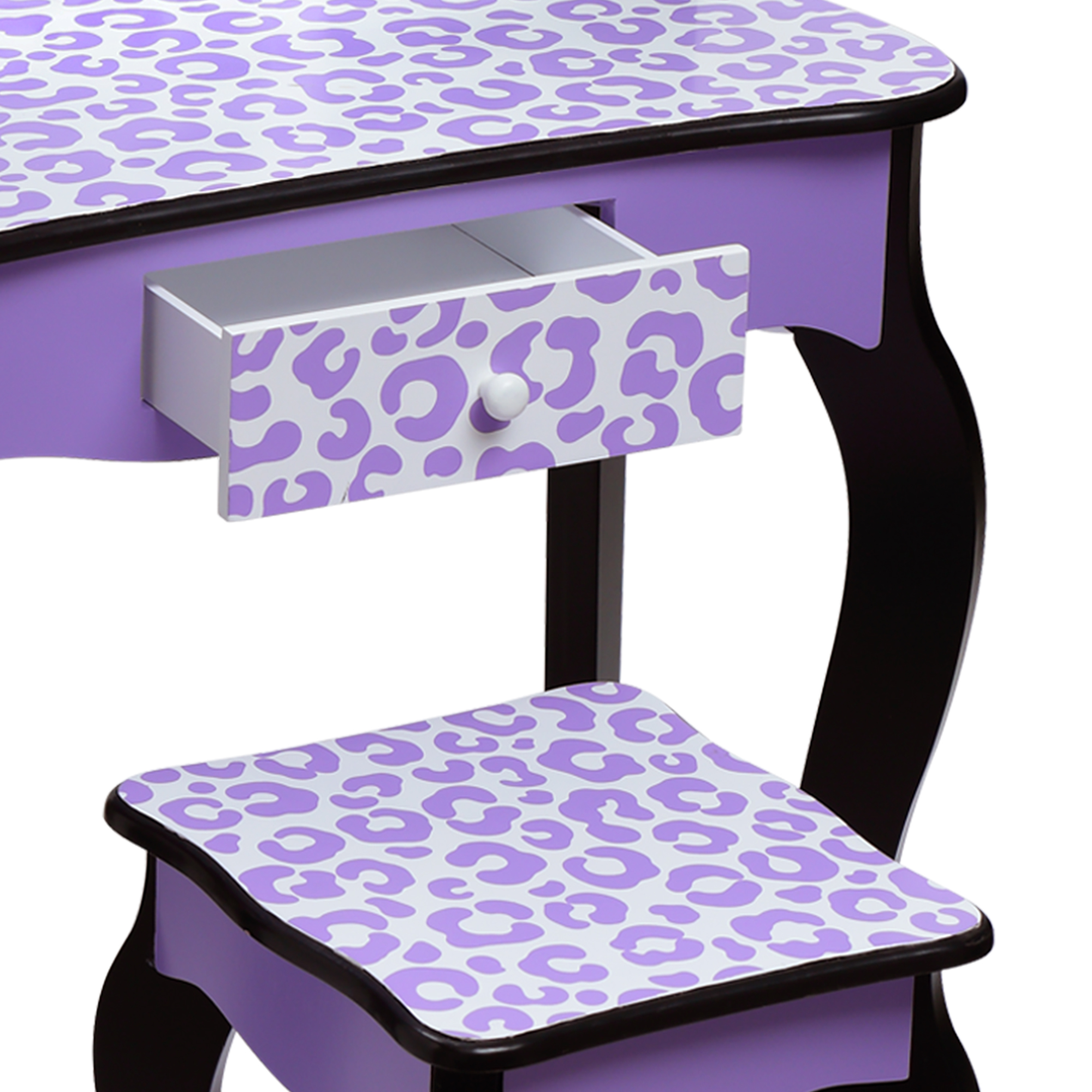 Fantasy Fields Kids Vanity Set Wooden Table Mirror & Stool Purple TD-11670J