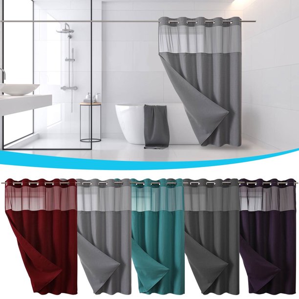 Cortina de baño hotelera impermeable, con funda interna, tejido 230GSM, diseño moderno, para baño residencial, ducha resistente, material PVC resistente, decoración de hogar, set de ducha Blahzhy