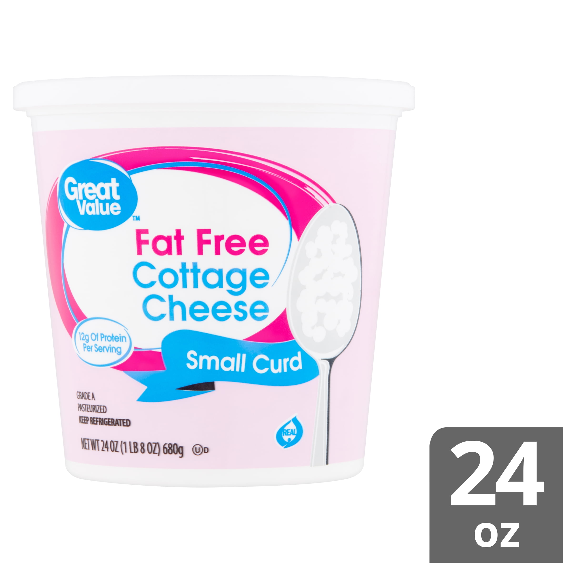 Great Value Fat Free Small Curd Cottage Cheese 24 Oz Walmart Com