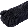 thumbnail image 3 of Cuerda de poliéster de nailon de 90 pies y 1/4 pulgadas (7 mm) para asta de bandera, tendedero de polipropileno, utilidad para acampar, buena para atar, tirar, columpio, escalar, nudo (negro), 3 of 4