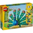 thumbnail image 3 of LEGO Creator 3 in 1 Exotic Peacock Toy, Transforms from Peacock to Dragonfly to Butterfly Toy, Play-and-Display Gift Idea for Boys and Girls Ages 7 Years Old and Up, Bird Toy, 31157, 3 of 9