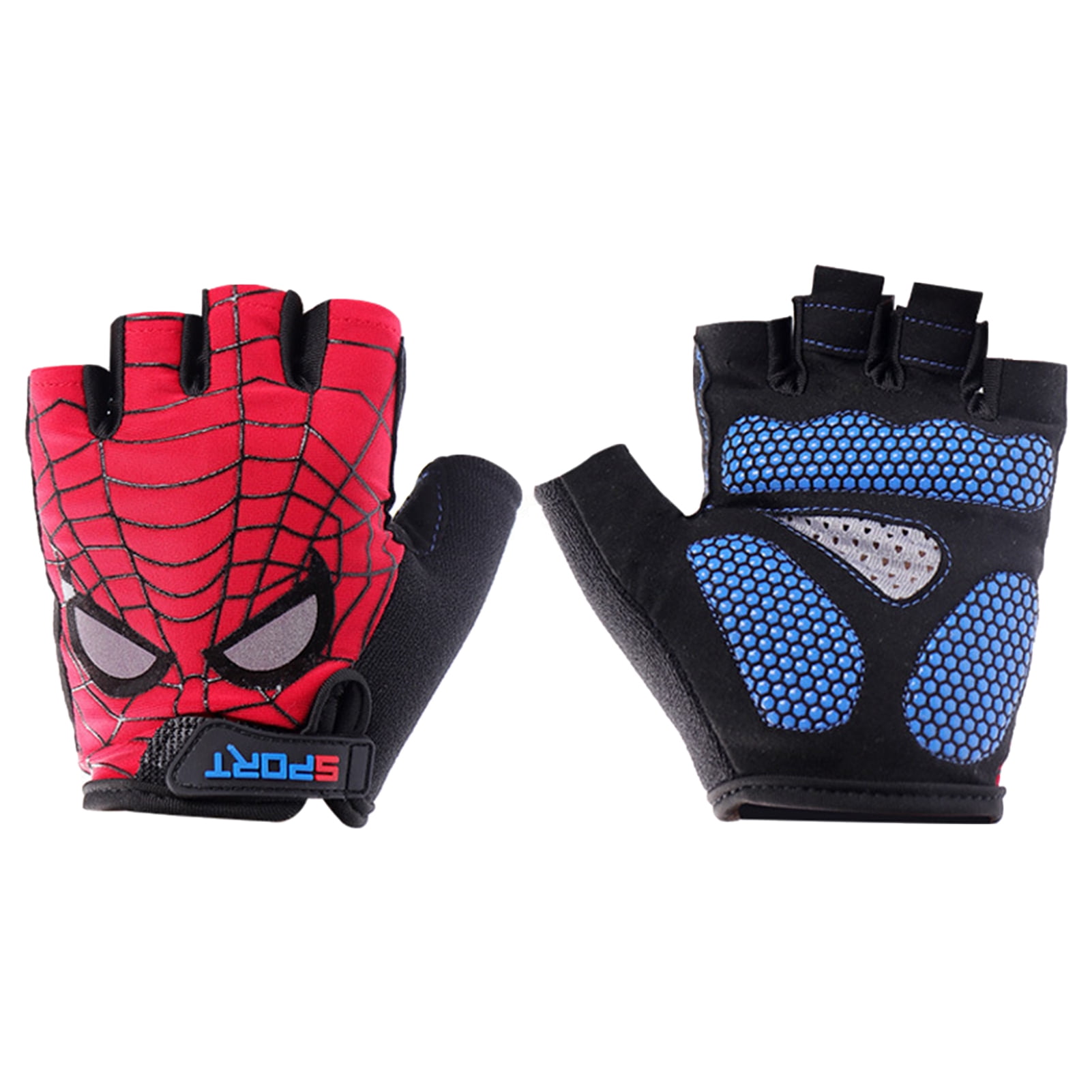 1 Pair Half Finger Nylon Mesh Gloves Anti-slip For Kids Sports Riding Cycling 