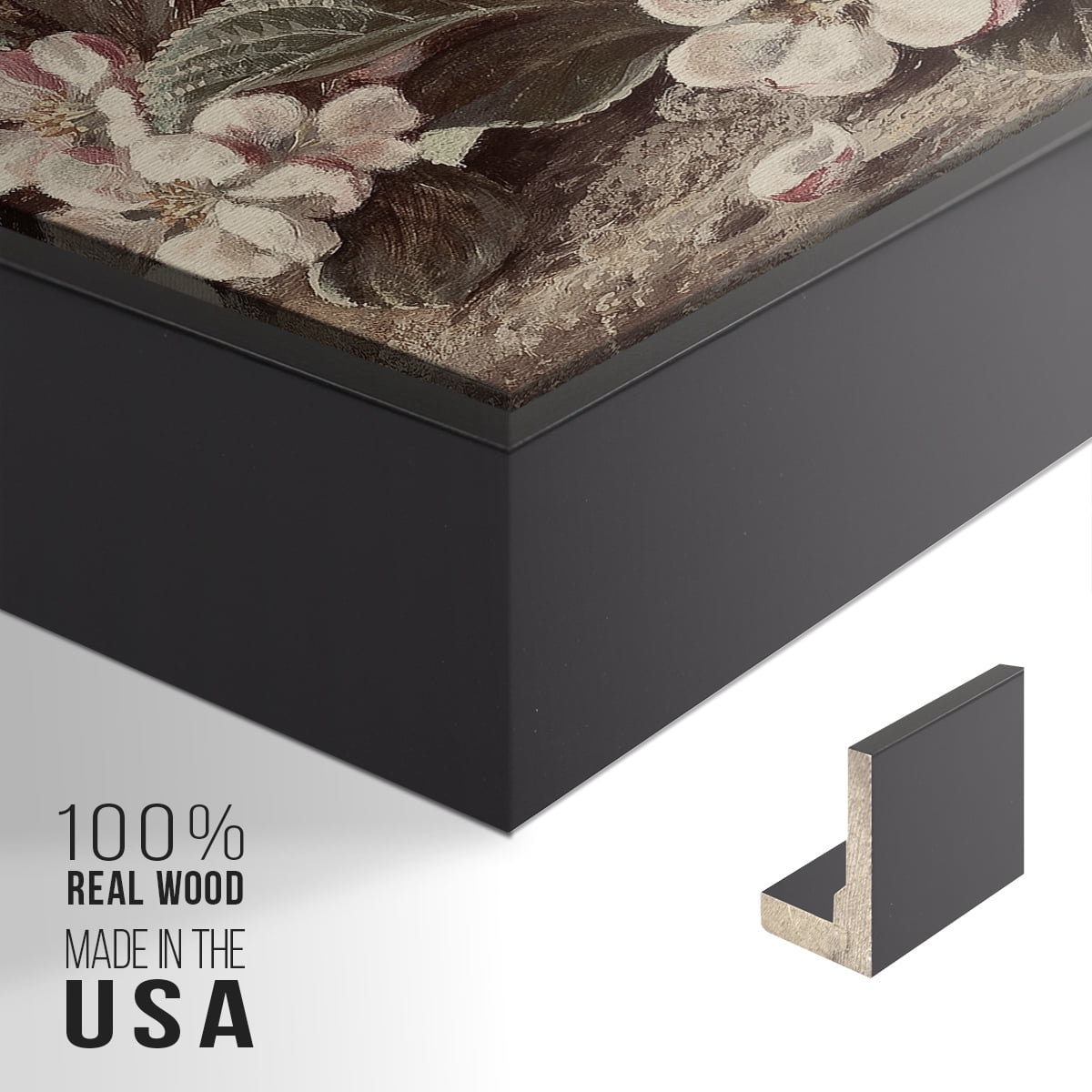 Vintage Botanical Print-LI By Wexford Home Framed in Black Wood Gallery Wrapped Canvas 27 in. x 41 in.