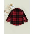 thumbnail image 3 of Toddler Baby Boy Girl Flannel Plaid Shirt Jacket Button Down Shacket Infant Kid Long Sleeve Coat Top Fall Clothes, 3 of 8