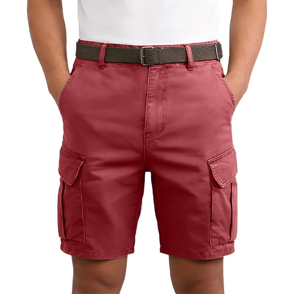 Dresfit Cargo Shorts for Men Big and Tall Baggy Work Shorts 2026 Summer Elastic Waist Knee Length Short Pants Stretch Multi Pocket Hiking Shorts (no belt) 4XL