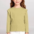 thumbnail image 2 of Ruyang Kids Cute Ruffle Shirt Girls Long Sleeve Crewnck Base Layer Tops Plain Soft Cotton Casual Athletic Tshirt, 2 of 4