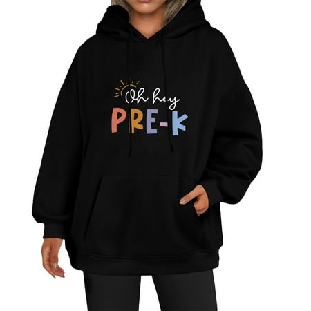 

WUDATI Bruh We Back Funny T-Shirt Back to School Teacher Hoodie Casual Long Sleeve Pullover Gift Sweatshirt for Daily Wear Fall Winter Outfits Classroom Home Street