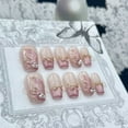 thumbnail image 4 of Press on nails fake Many styles of simple hot selling short cat eye fishtail butterfly pure handmade wear nail art French hand-painted, 4 of 9