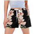 thumbnail image 5 of Karight Womens Floral Print Elastic Waist Shorts Lightweight Flowy Lounge Sleep Shorts with Drawstring, 5 of 5